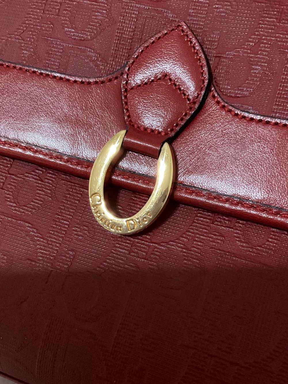 Dior Red Leather Clutch with Gold Ring Hardware - Picture 3 of 14